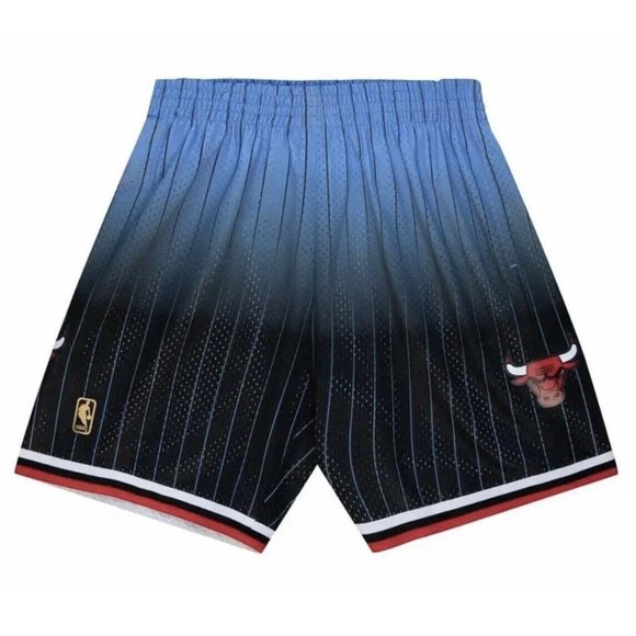 🆕 Mitchell & Ness Chicago Bulls 1995 Fadeaway Swingman Shorts Blue Black Jordan - Picture 1 of 2